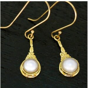18 kt yellow gold victorian boho dangle drop women's earrings 8 grams