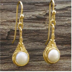 18 kt yellow gold victorian boho dangle drop women's earrings 8 grams