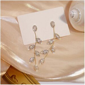 18 kt yellow gold cubic zirconia dangle drop women's earrings 10 gram