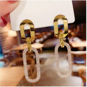 18 kt yellow gold cubic zirconia dangle drop women's earrings 12 gram