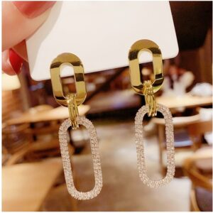 18 kt yellow gold cubic zirconia dangle drop women's earrings 12 gram