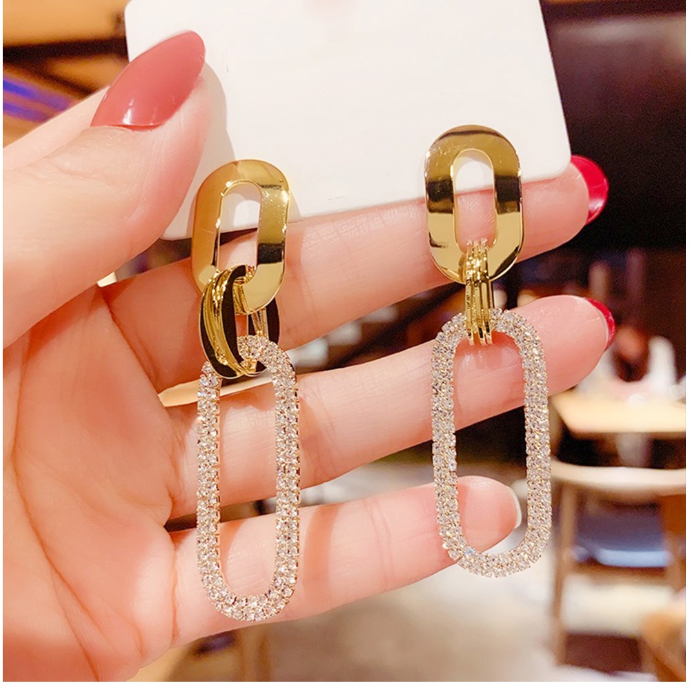18 kt yellow gold cubic zirconia dangle drop women's earrings 12 gram