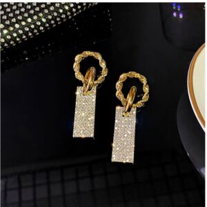 18 kt yellow gold cubic zirconia dangle drop women's earrings 12 gram