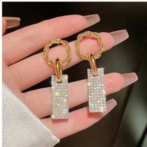 18 kt yellow gold cubic zirconia dangle drop women's earrings 12 gram