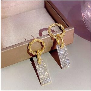 18 kt yellow gold cubic zirconia dangle drop women's earrings 12 gram