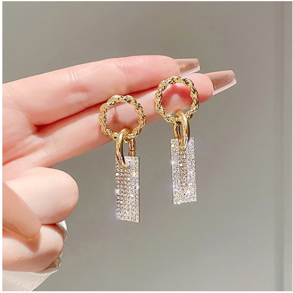 18 kt yellow gold cubic zirconia dangle drop women's earrings 12 gram