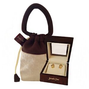18kt solid yellow gold wedding wear two tone stud women's earrings
