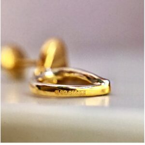 22kt solid yellow gold party wedding wear drop earrings screw heart