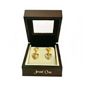 22kt solid yellow gold party wedding wear drop earrings screw heart