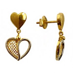 22kt solid yellow gold party wedding wear drop earrings screw heart
