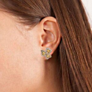 18kt yellow gold cubic zirconia wedding wear women's stud earrings