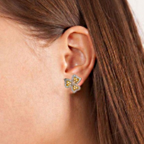 18kt yellow gold cubic zirconia wedding wear women's stud earrings - Image 3