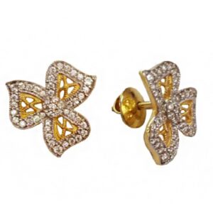 18kt yellow gold cubic zirconia wedding wear women's stud earrings