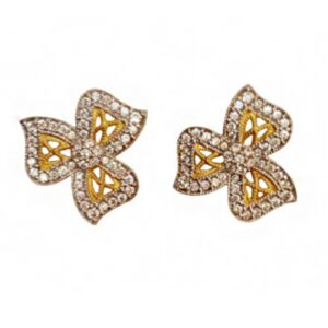 18kt yellow gold cubic zirconia wedding wear women's stud earrings