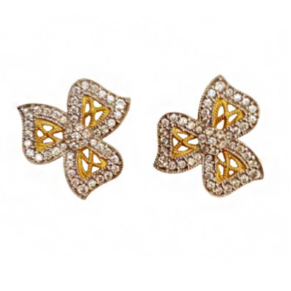 18kt yellow gold cubic zirconia wedding wear women's stud earrings