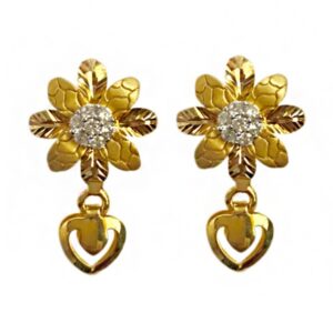 18kt yellow gold wedding wear stud earrings screw back cz