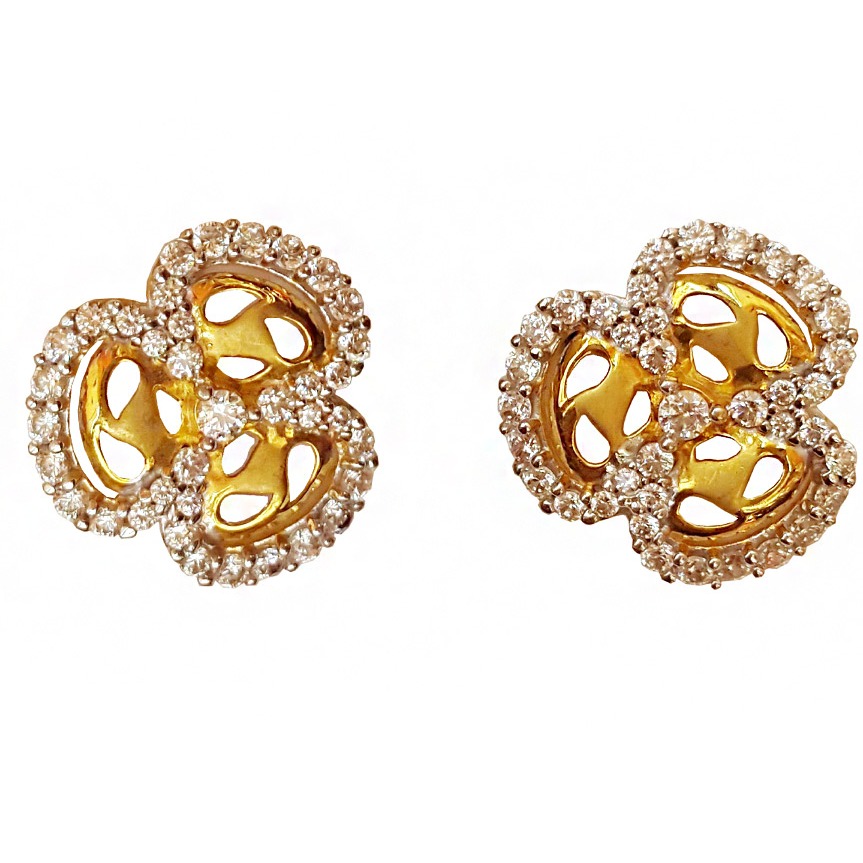 22kt gold cubic zirconia stone party wedding wear stud earrings