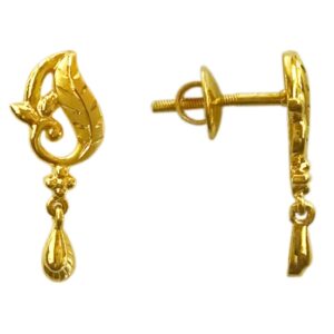 22 kt solid yellow gold party wedding wear stud earrings screw back