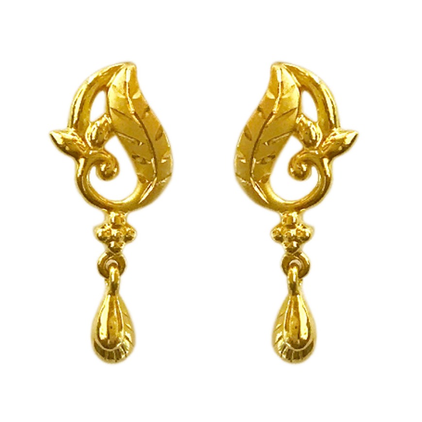 22 kt solid yellow gold party wedding wear stud earrings screw back