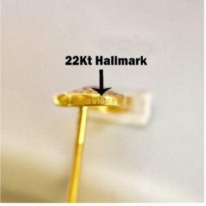 22kt yellow gold party wear charm stud earrings screw back heart