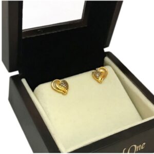 22kt yellow gold party wear charm stud earrings screw back heart