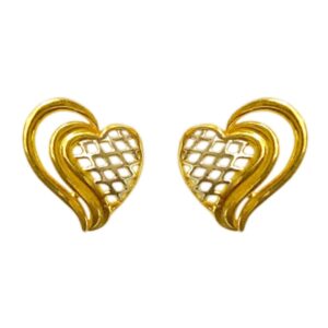 22kt yellow gold party wear charm stud earrings screw back heart