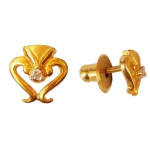 18 kt yellow solid gold party wear wedding wear stud earrings screw