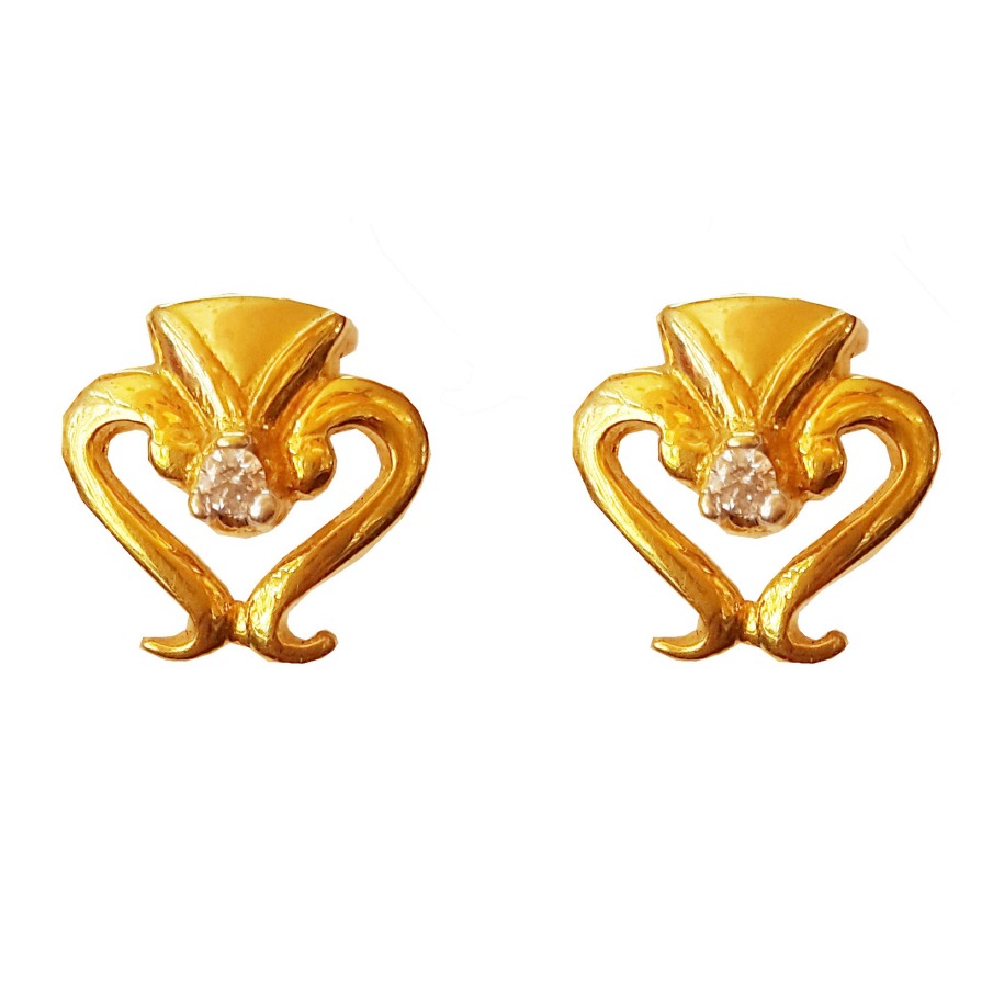 18 kt yellow solid gold party wear wedding wear stud earrings screw