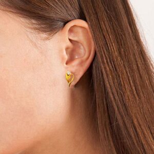 18kt solid yellow gold wedding wear stud earrings screw back cz