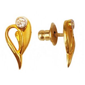18kt solid yellow gold wedding wear stud earrings screw back cz