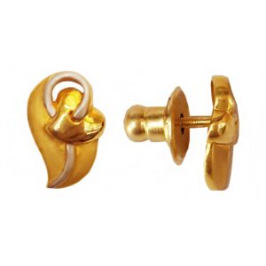 18kt yellow gold wedding wear stud women's earrings screw back