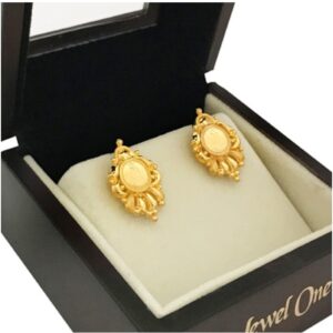 18k yellow gold women's elegant stud earrings screw back earrings
