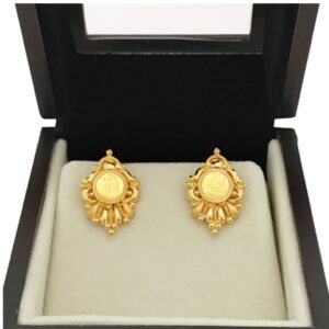 18k yellow gold women's elegant stud earrings screw back earrings