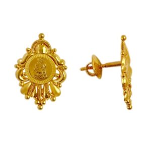 18k yellow gold women's elegant stud earrings screw back earrings