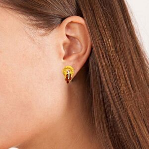 18 kt solid yellow gold party wear charming stud women's earrings