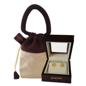18kt solid yellow gold party wear round flower stud women's earrings