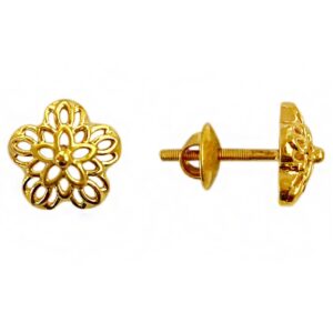 22kt solid yellow gold party wear stud earrings screw back