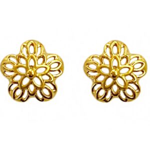 22kt solid yellow gold party wear stud earrings screw back