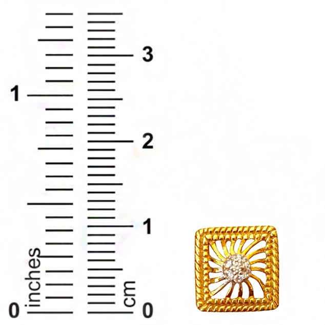 18 kt solid yellow gold party wear wedding wear stud earrings cz
