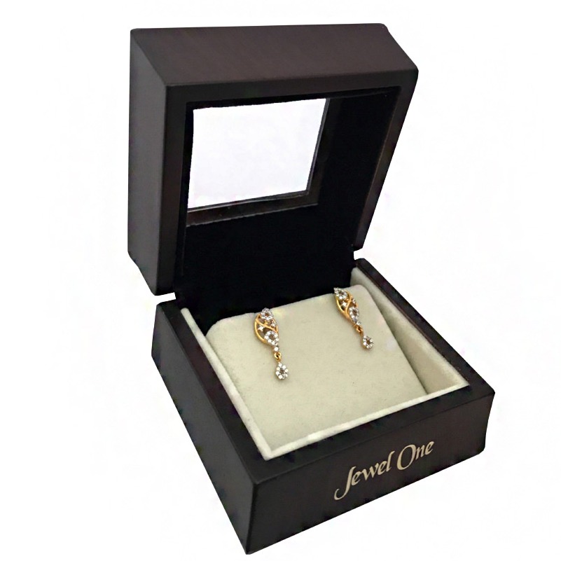 22kt yellow gold party wear cz stud women's earrings screw back