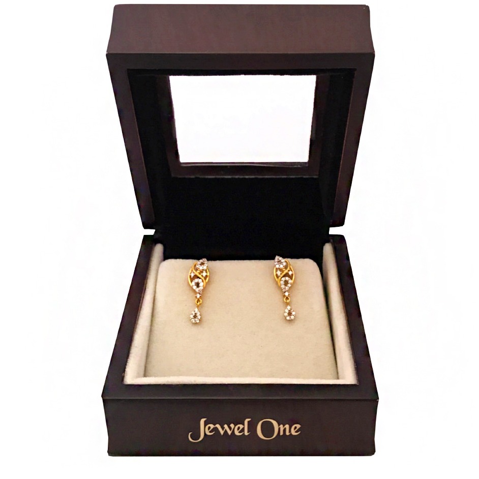 22kt yellow gold party wear cz stud women's earrings screw back