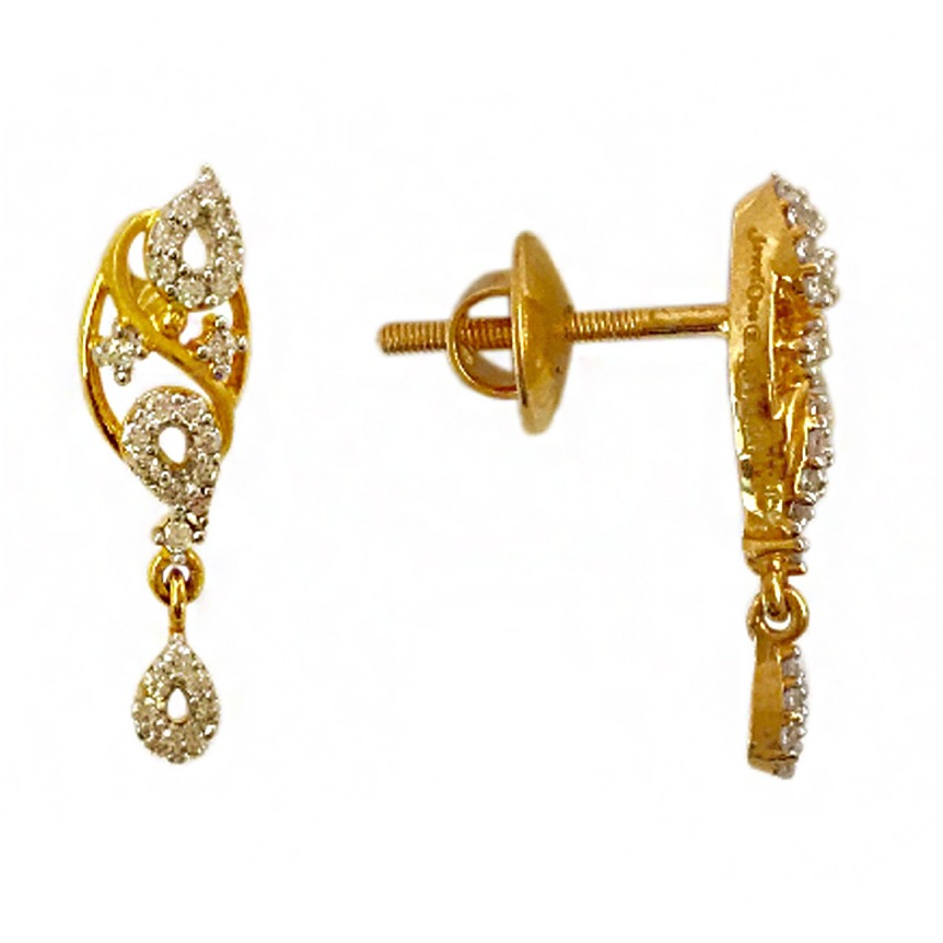 22kt yellow gold party wear cz stud women's earrings screw back