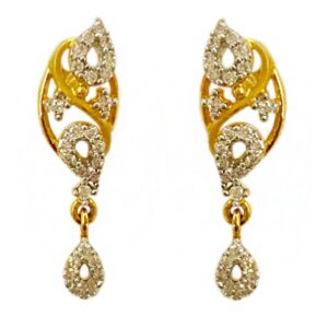 22kt yellow gold party wear cz stud women's earrings screw back