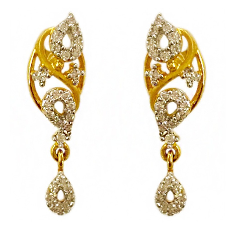 22kt yellow gold party wear cz stud women's earrings screw back