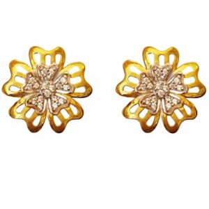 22kt yellow gold party wear stud women's earrings screw back