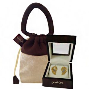22kt yellow gold cZ two tone stud dangle drop women earrings