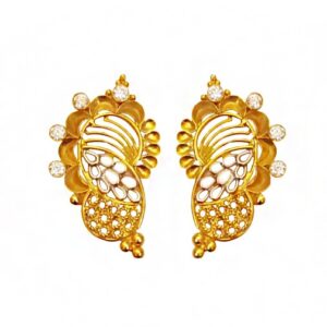 22kt yellow gold cZ two tone stud dangle drop women earrings