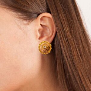 22kt real solid yellow gold stud women's earrings screw back