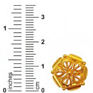 22kt solid yellow gold stud hexagon women's earrings screw back