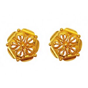 22kt solid yellow gold stud hexagon women's earrings screw back